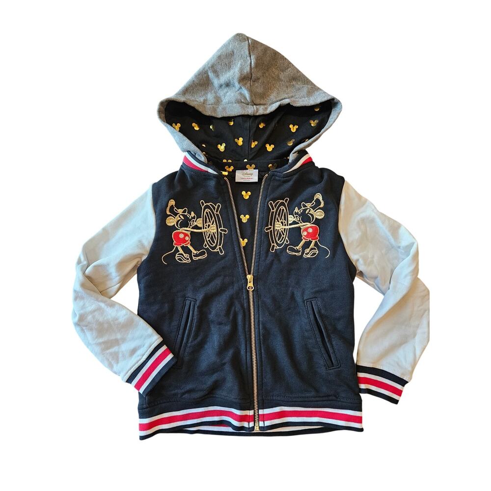 Hanna andersson disney captain mickey mouse zip jacket 120 6 7 varsity hooded